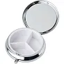  Metal pill box with 3 compartments, mirror