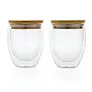 Set od dvije čaše s dvostrukom staklenom stijenkom i bambusovim poklopcem - 250 ml - XD Collection