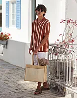 Pamučna shopper torba od prirodne uštirkane jute - Westford Mill