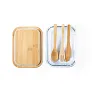  Glass lunch box 700 ml, bamboo lid and cutlery