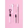 Extendable, reusable drinking straw, silicone mouthpiece and cleaning brush
