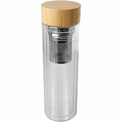 boca od borosilikatnog stakla s poklopcem od bambusa i infuzorom, 400 ml
