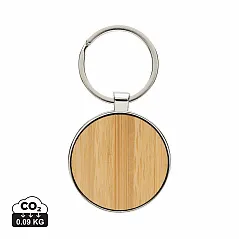 RCS recycled zinc alloy round keychain with bamboo - XD Collection