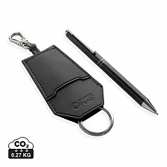 RCS certified recycled PU key holder and pen set - Swiss Peak