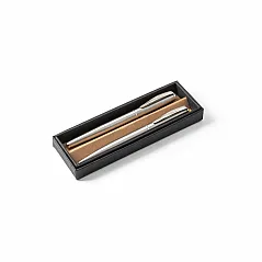 Roller and ballpoint pen set made from 53% recycled stainless steel