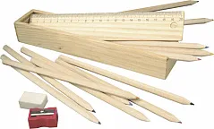 Wooden box with pencils