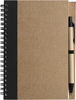 Wire bound notebook with ballpen. 