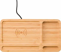 Stolni organizator i 5W bežični punjač od bambusa