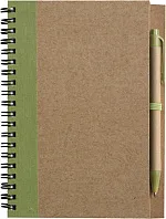 Wire bound notebook with ballpen. 