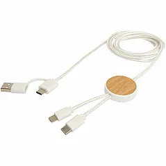 5u1 kabel za sinkronizaciju podataka i brzo punjenje 27 W od reciklirane plastike s detaljima od bambusa
