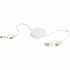 5-in-1 recycled plastic 90 cm retractable data sync and 40W fast charge cable
