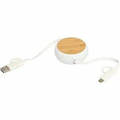 5-in-1 recycled plastic 100 cm retractable data sync and 45W fast charge cable