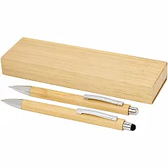 set od kemijske olovke od bambusa i tehničke olovke (crna tinta)