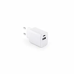 Power adapter with USB-A port 18W and USB-C 20W in recycled ABS (100% rABS)