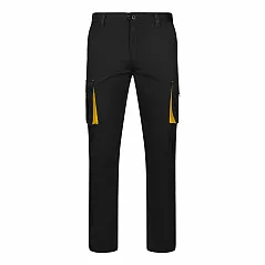 Two-tone, multi-pocket stretch trousers (240g/m²), in cotton (46%), EME (38%) and polyester (16%)