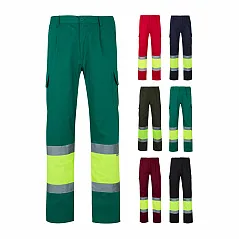 Dvobojne hlače od kepera s više džepova (210 g/m²), od pamuka (20%) i poliestera (80%)