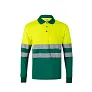VL VULCAN LARGE Two-tone bird-eye polo shirt (160g/m²) with long sleeves, in polyester (100%) - Beechfield