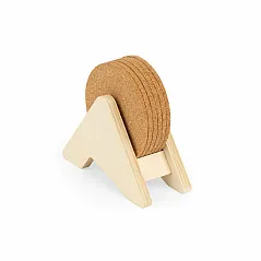 Plywood stand with 6 cork coasters