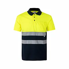 Two-tone bird-eye polo shirt (160g/m²) with short sleeves, in polyester (100%)
