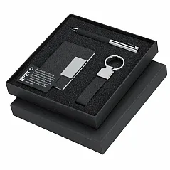 Gift set, keyring, credit card holder, ball pen, gift box