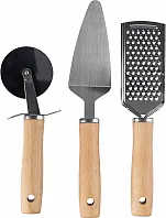 Metal and wooden kitchen tool set 