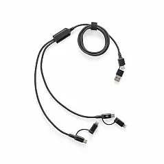 Super-fast 6-in-1 USB cable made from recycled aluminum (20%) and recycled PET (4%)