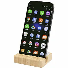 stalak za telefon i fidget igračka od reciklirane plastike s bambusovim detaljima