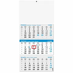 "Business BLUE from 3-part" glued, three part calendar