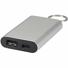 Prijenosna baterija od recikliranog aluminija 2000 mAh s privjeskom za ključeve