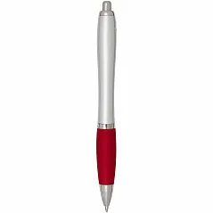 Kemijska olovka sa srebrnim tijelom i obojenim gripom (crna tinta)