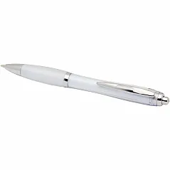 recycled plastic ballpoint pen with coloured barrel and grip (blue ink)