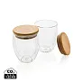  Double wall borosilicate glass with bamboo lid 250ml 2pc set - XD Collection