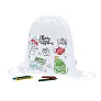  Drawstring bag for colouring, Christmas pattern, crayons