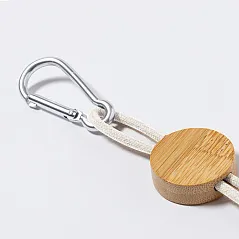Wheat straw and cotton charging cable with carabiner clip, bamboo element