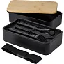  Lunch boxes, 2x400 ml, bamboo lid, cutlery