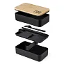  Lunch boxes, 2x400 ml, bamboo lid, cutlery