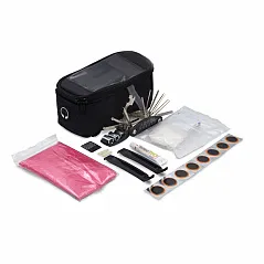 Bicycle bag with accessories, repair kit, first aid kit, poncho