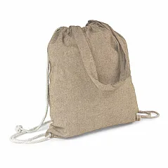 Recycled cotton bag 2 in 1, drawstring bag and shopping bag