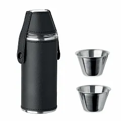 Hip flask with shot cups