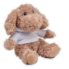 Dog plush wearing a hoodie