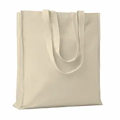 Cotton shopping bag w/ gussets, 140 g/m2