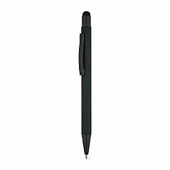 Ballpoint pen with a modern design made from recycled aluminum (100% rAL), with a rubber finish
