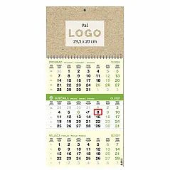 Kalendar trodjelni poslovni EKO ZELENI, spirala