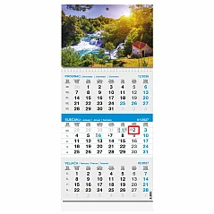 "Poslovni SIVO-PLAVI" trodjelni kalendar s fotografijom, 12 list., dim: 29,5x62cm, PVC vrećica, pokazivač, P/50