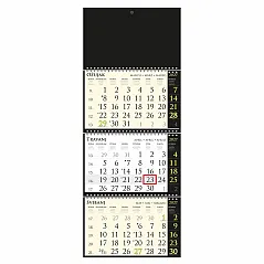 Kalendar trodjelni SIRIO "BLACK" crni, 3 dijela spirala